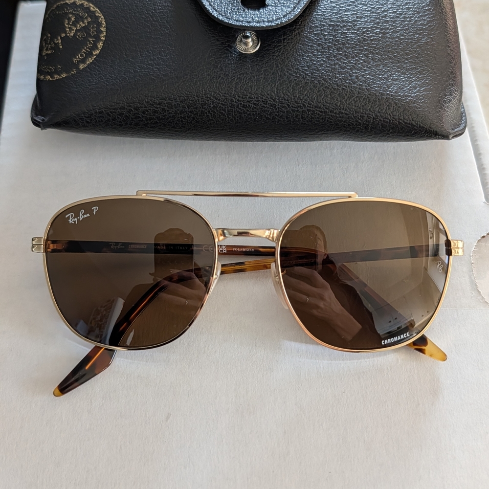 Ray-Ban Gold and Tortoise Shell Aviator Sunglasses